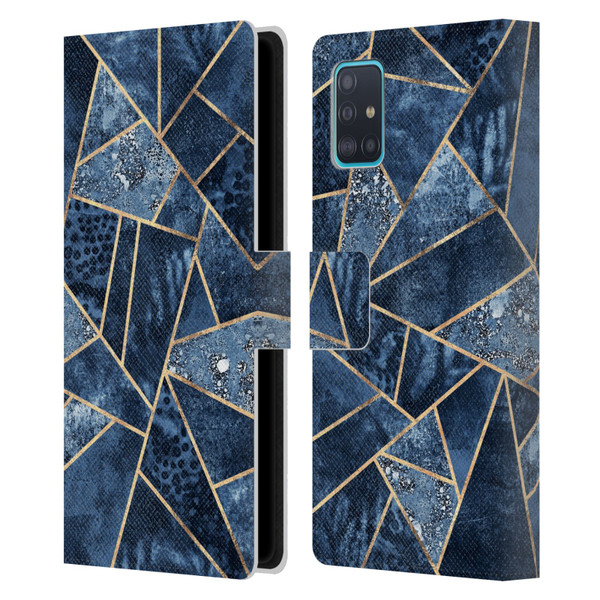 Elisabeth Fredriksson Stone Collection Blue Leather Book Wallet Case Cover For Samsung Galaxy A51 (2019)