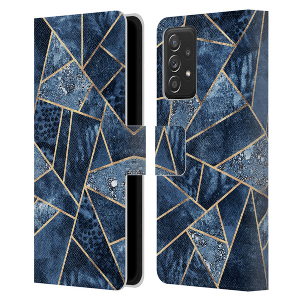 Elisabeth Fredriksson Stone Collection Blue Leather Book Wallet Case Cover For Samsung Galaxy A52 / A52s / 5G (2021)