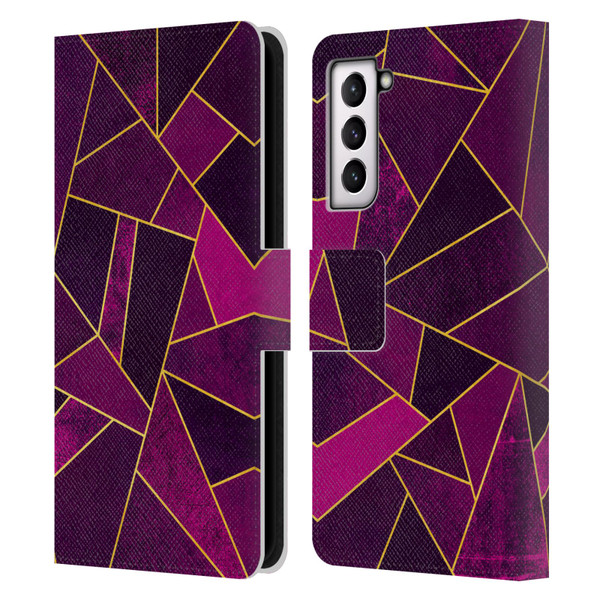 Elisabeth Fredriksson Stone Collection Purple Leather Book Wallet Case Cover For Samsung Galaxy S21 5G