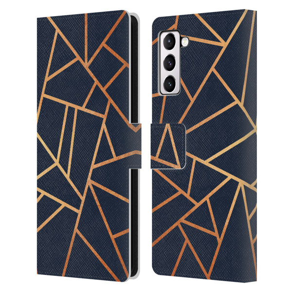 Elisabeth Fredriksson Stone Collection Copper And Midnight Navy Leather Book Wallet Case Cover For Samsung Galaxy S21+ 5G