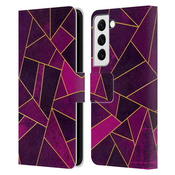 Elisabeth Fredriksson Stone Collection Purple Leather Book Wallet Case Cover For Samsung Galaxy S22 5G