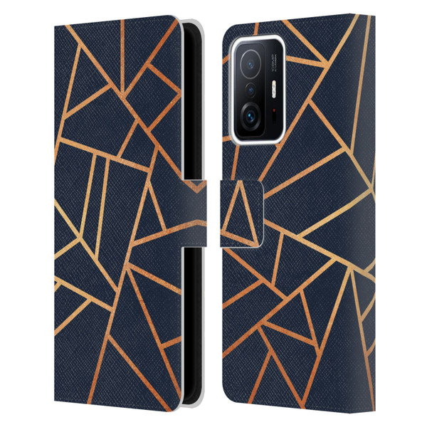 Elisabeth Fredriksson Stone Collection Copper And Midnight Navy Leather Book Wallet Case Cover For Xiaomi 11T / 11T Pro