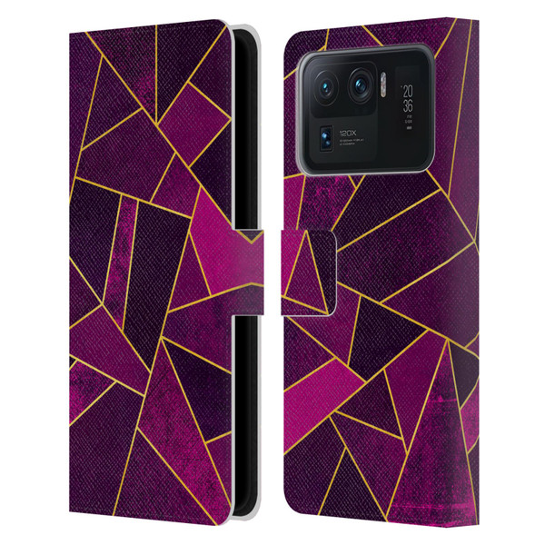 Elisabeth Fredriksson Stone Collection Purple Leather Book Wallet Case Cover For Xiaomi Mi 11 Ultra