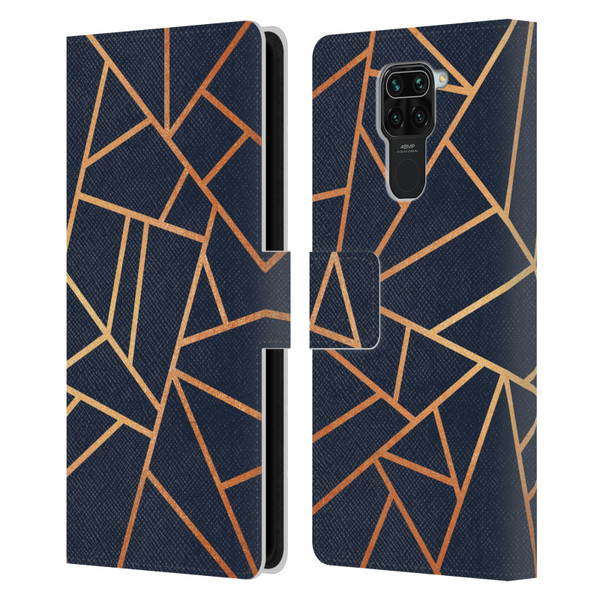 Elisabeth Fredriksson Stone Collection Copper And Midnight Navy Leather Book Wallet Case Cover For Xiaomi Redmi Note 9 / Redmi 10X 4G