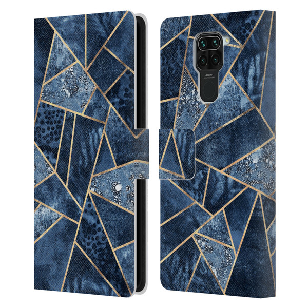 Elisabeth Fredriksson Stone Collection Blue Leather Book Wallet Case Cover For Xiaomi Redmi Note 9 / Redmi 10X 4G