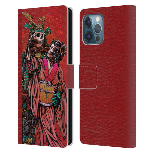 David Lozeau Colourful Art Samurai And Geisha Leather Book Wallet Case Cover For Apple iPhone 12 Pro Max
