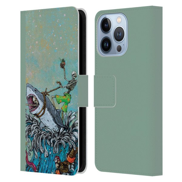 David Lozeau Colourful Art Surfing Leather Book Wallet Case Cover For Apple iPhone 13 Pro