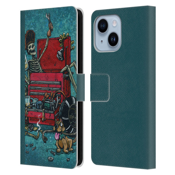 David Lozeau Colourful Art Garage Leather Book Wallet Case Cover For Apple iPhone 14 Plus