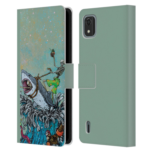 David Lozeau Colourful Art Surfing Leather Book Wallet Case Cover For Nokia C2 2nd Edition
