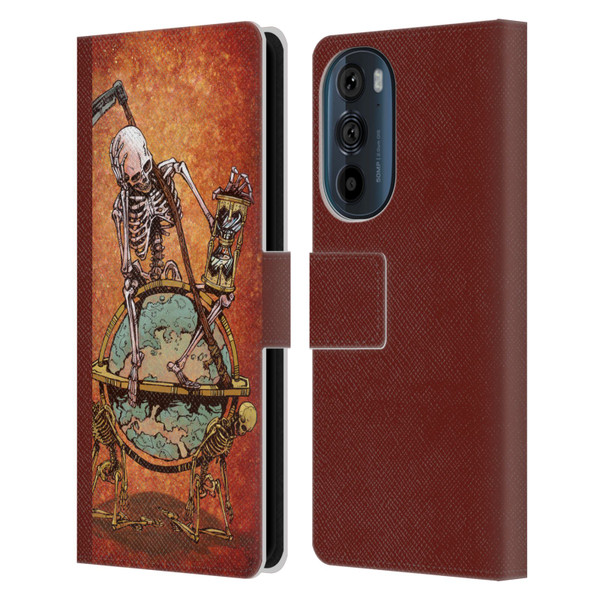 David Lozeau Colourful Art Memento Mori Leather Book Wallet Case Cover For Motorola Edge 30