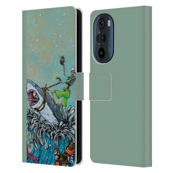 David Lozeau Colourful Art Surfing Leather Book Wallet Case Cover For Motorola Edge 30