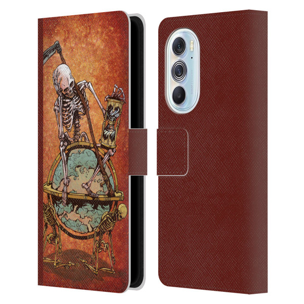 David Lozeau Colourful Art Memento Mori Leather Book Wallet Case Cover For Motorola Edge X30
