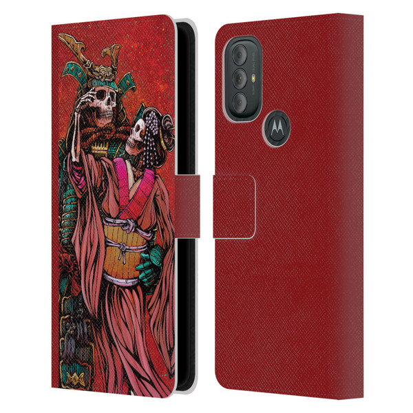 David Lozeau Colourful Art Samurai And Geisha Leather Book Wallet Case Cover For Motorola Moto G10 / Moto G20 / Moto G30