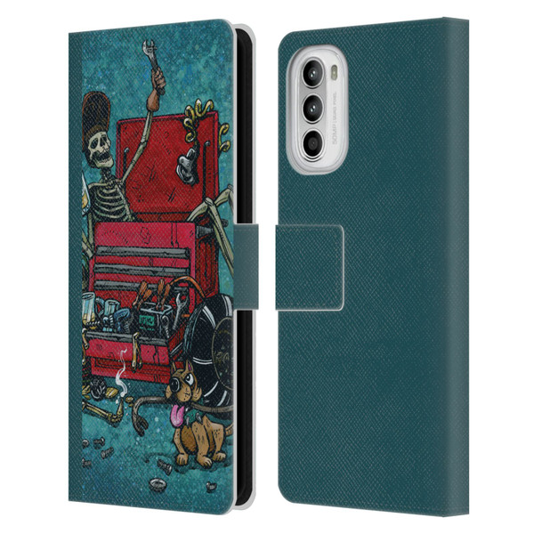 David Lozeau Colourful Art Garage Leather Book Wallet Case Cover For Motorola Moto G52