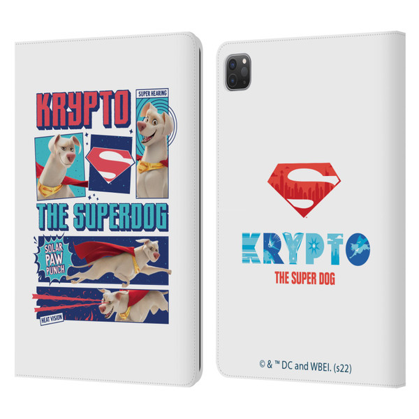 DC League Of Super Pets Graphics Krypto The Superdog Leather Book Wallet Case Cover For Apple iPad Pro 11 2020 / 2021 / 2022