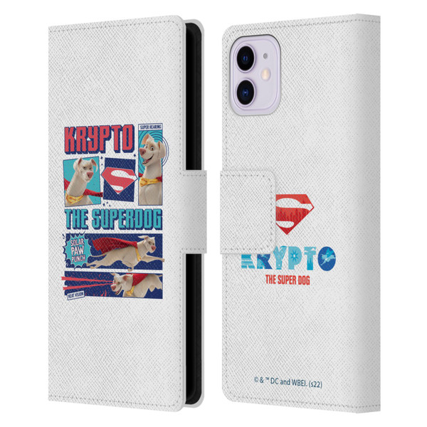 DC League Of Super Pets Graphics Krypto The Superdog Leather Book Wallet Case Cover For Apple iPhone 11
