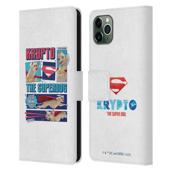 DC League Of Super Pets Graphics Krypto The Superdog Leather Book Wallet Case Cover For Apple iPhone 11 Pro Max