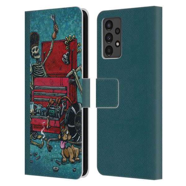 David Lozeau Colourful Art Garage Leather Book Wallet Case Cover For Samsung Galaxy A13 (2022)