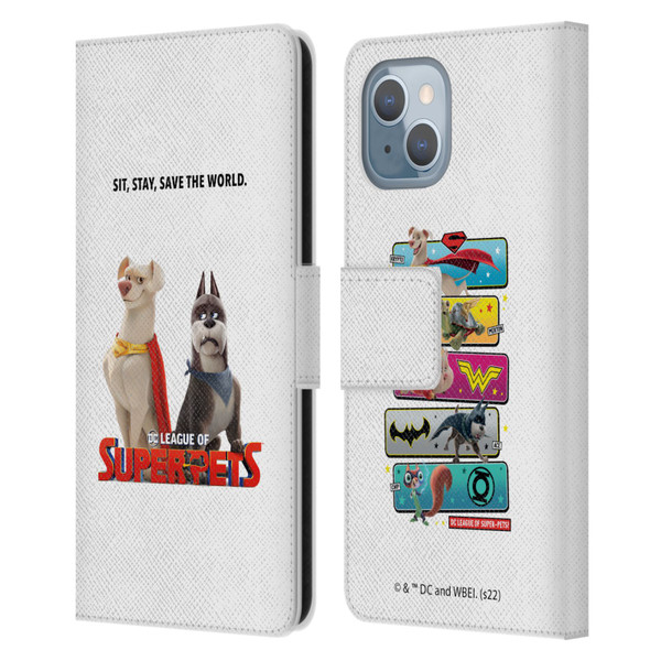 DC League Of Super Pets Graphics Characters 1 Leather Book Wallet Case Cover For Apple iPhone 14