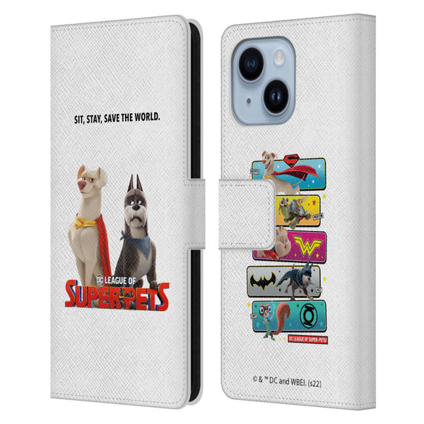 DC League Of Super Pets Graphics Characters 1 Leather Book Wallet Case Cover For Apple iPhone 14 Plus