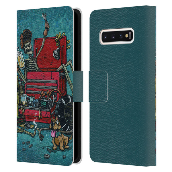 David Lozeau Colourful Art Garage Leather Book Wallet Case Cover For Samsung Galaxy S10