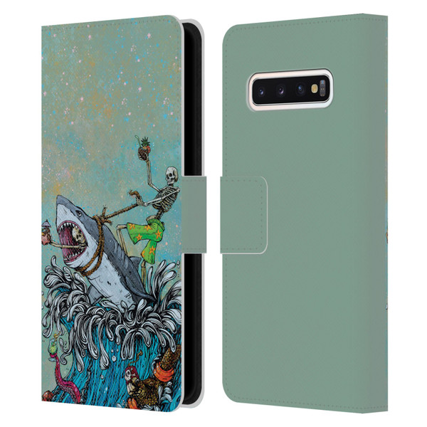 David Lozeau Colourful Art Surfing Leather Book Wallet Case Cover For Samsung Galaxy S10