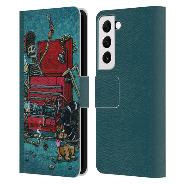 David Lozeau Colourful Art Garage Leather Book Wallet Case Cover For Samsung Galaxy S22 5G