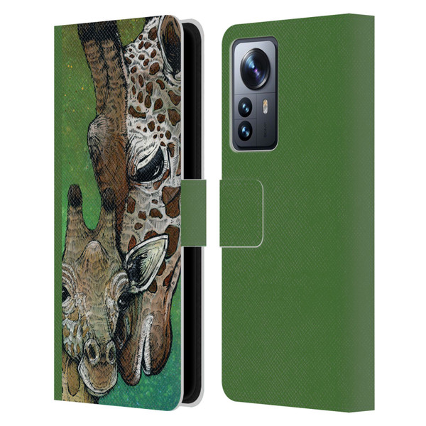 David Lozeau Colourful Art Giraffe Leather Book Wallet Case Cover For Xiaomi 12 Pro