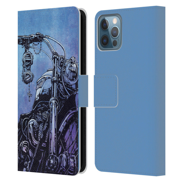 David Lozeau Skeleton Grunge Motorcycle Leather Book Wallet Case Cover For Apple iPhone 12 / iPhone 12 Pro