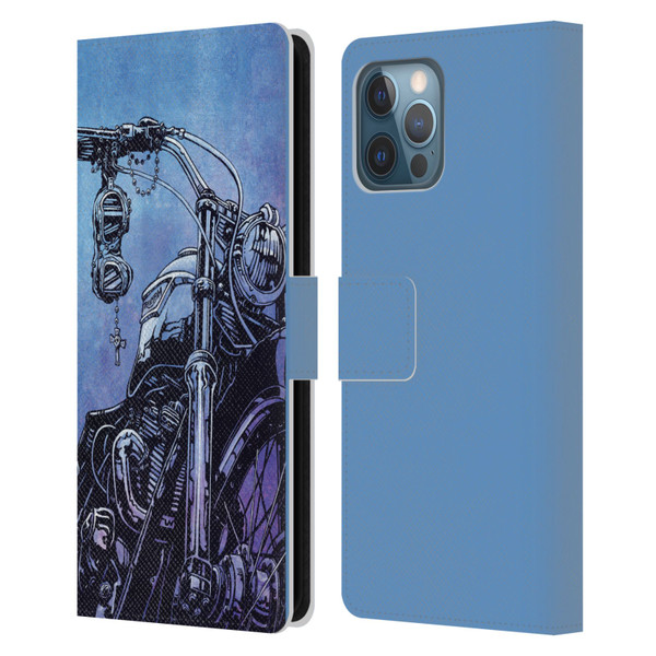 David Lozeau Skeleton Grunge Motorcycle Leather Book Wallet Case Cover For Apple iPhone 12 Pro Max