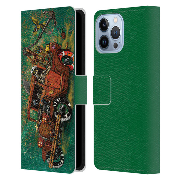 David Lozeau Skeleton Grunge Tiki Towing Leather Book Wallet Case Cover For Apple iPhone 13 Pro Max