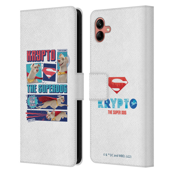 DC League Of Super Pets Graphics Krypto The Superdog Leather Book Wallet Case Cover For Samsung Galaxy A04 (2022)