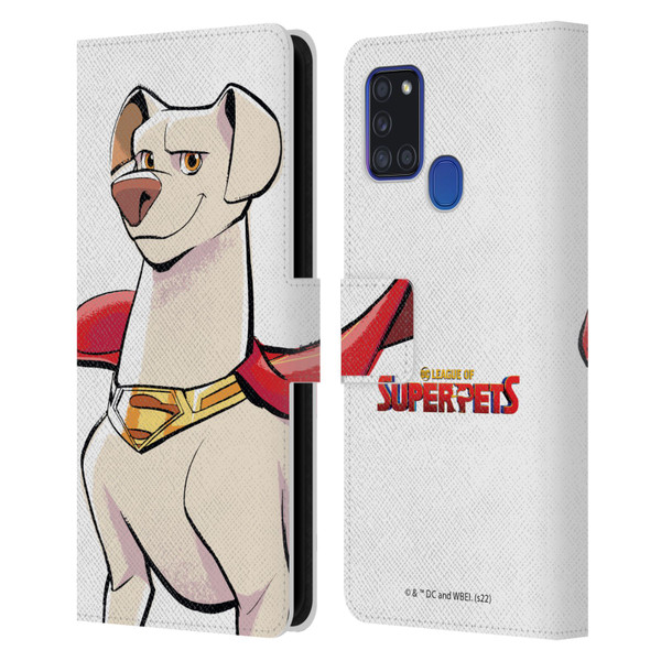 DC League Of Super Pets Graphics Krypto Leather Book Wallet Case Cover For Samsung Galaxy A21s (2020)