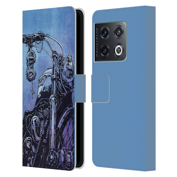 David Lozeau Skeleton Grunge Motorcycle Leather Book Wallet Case Cover For OnePlus 10 Pro