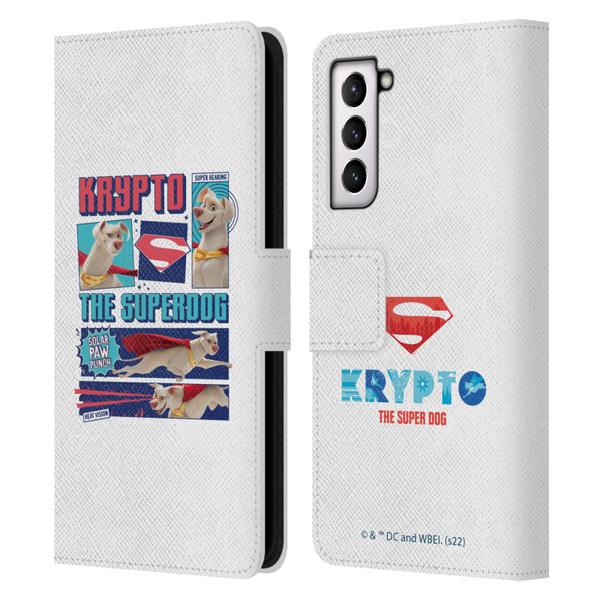 DC League Of Super Pets Graphics Krypto The Superdog Leather Book Wallet Case Cover For Samsung Galaxy S21 5G