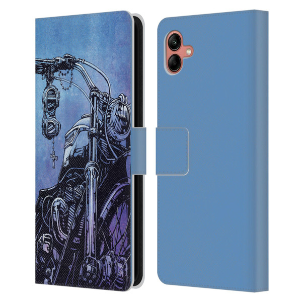 David Lozeau Skeleton Grunge Motorcycle Leather Book Wallet Case Cover For Samsung Galaxy A04 (2022)