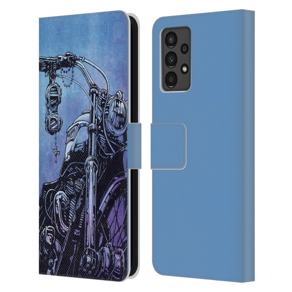 David Lozeau Skeleton Grunge Motorcycle Leather Book Wallet Case Cover For Samsung Galaxy A13 (2022)