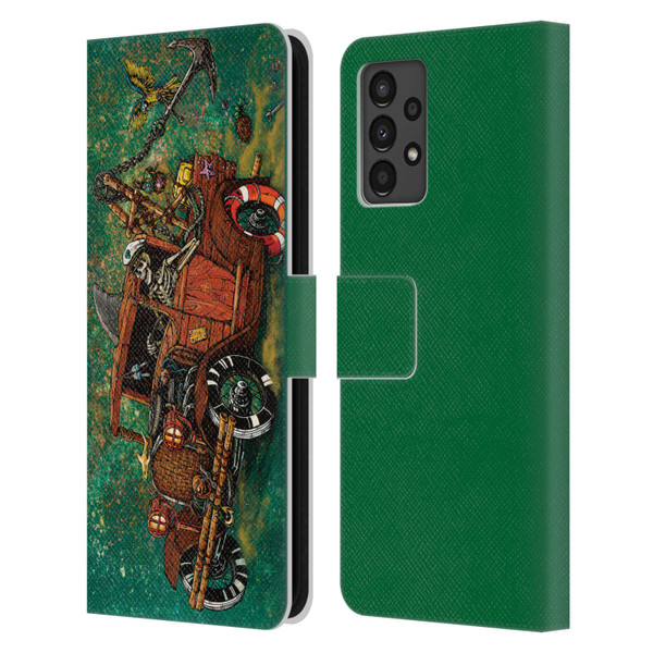 David Lozeau Skeleton Grunge Tiki Towing Leather Book Wallet Case Cover For Samsung Galaxy A13 (2022)