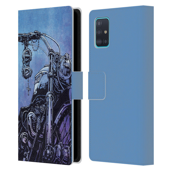David Lozeau Skeleton Grunge Motorcycle Leather Book Wallet Case Cover For Samsung Galaxy A51 (2019)