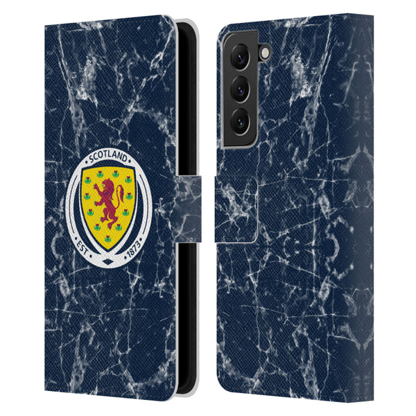 Scotland National Football Team Logo 2 Marble Leather Book Wallet Case Cover For Samsung Galaxy S22+ 5G