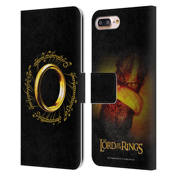The Lord Of The Rings The Fellowship Of The Ring Graphics One Ring Leather Book Wallet Case Cover For Apple iPhone 7 Plus / iPhone 8 Plus