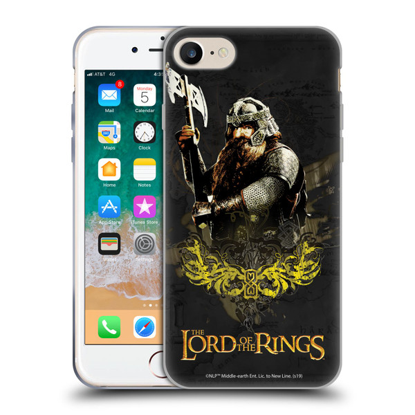 The Lord Of The Rings The Fellowship Of The Ring Character Art Gimli Soft Gel Case for Apple iPhone 7 / 8 / SE 2020 & 2022