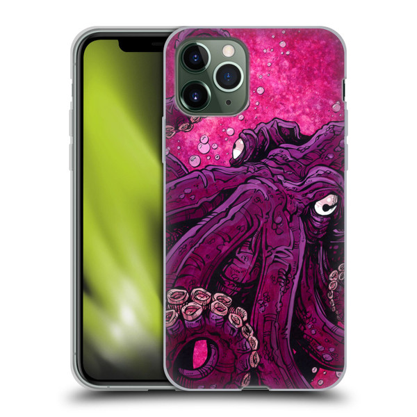 David Lozeau Colourful Grunge Octopus Squid Soft Gel Case for Apple iPhone 11 Pro