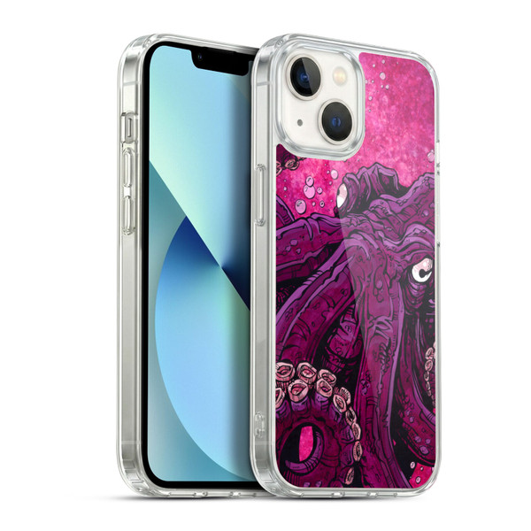 David Lozeau Colourful Grunge Octopus Squid Soft Gel Case for Apple iPhone 13