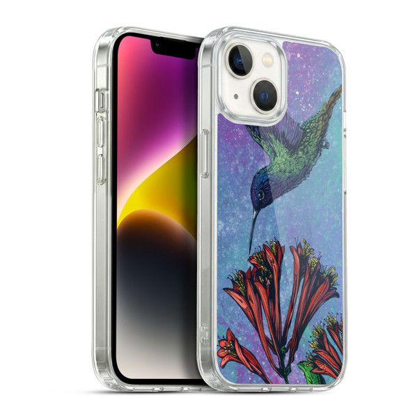 David Lozeau Colourful Grunge The Hummingbird Soft Gel Case for Apple iPhone 14