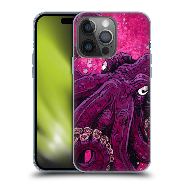 David Lozeau Colourful Grunge Octopus Squid Soft Gel Case for Apple iPhone 14 Pro