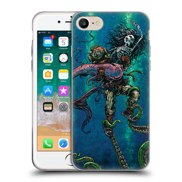 David Lozeau Colourful Grunge Diver And Mermaid Soft Gel Case for Apple iPhone 7 / 8 / SE 2020 & 2022