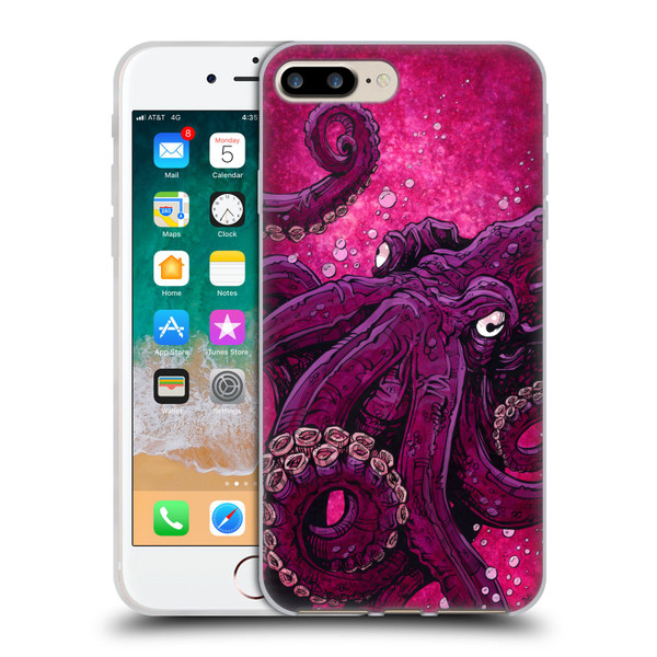 David Lozeau Colourful Grunge Octopus Squid Soft Gel Case for Apple iPhone 7 Plus / iPhone 8 Plus
