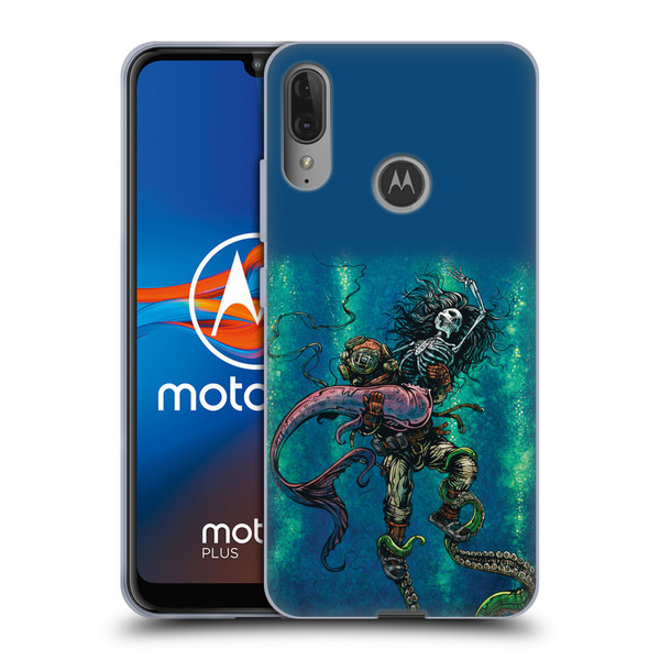 David Lozeau Colourful Grunge Diver And Mermaid Soft Gel Case for Motorola Moto E6 Plus