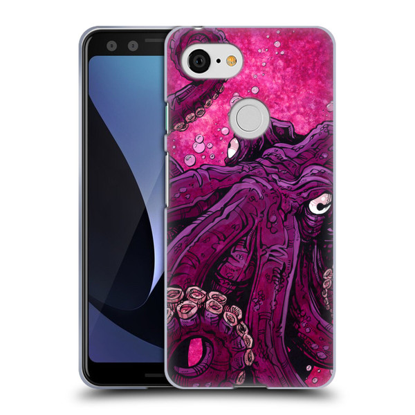 David Lozeau Colourful Grunge Octopus Squid Soft Gel Case for Google Pixel 3